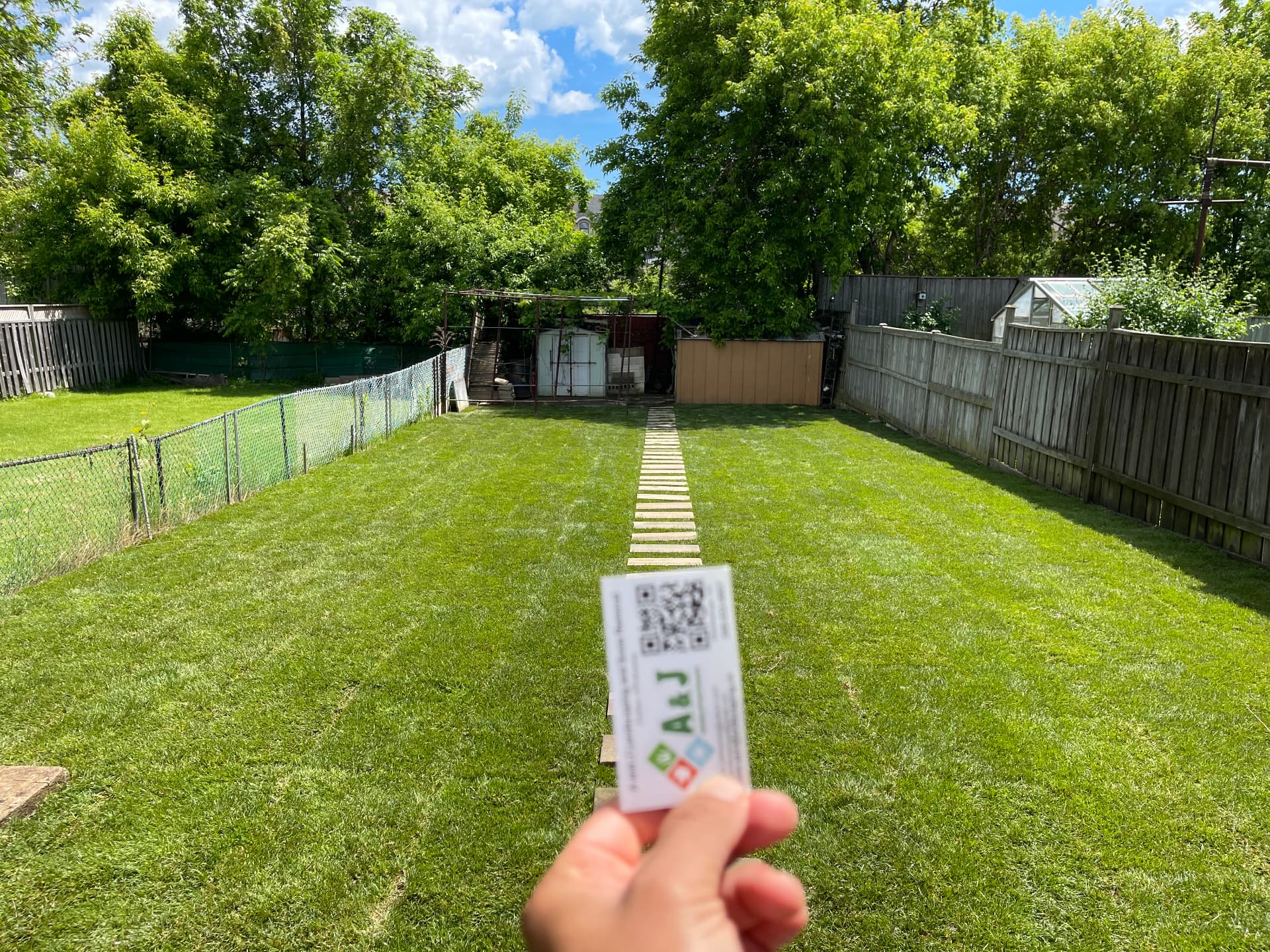 A new lawn with a stepping-stone path