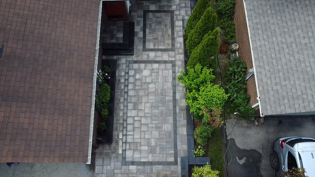 A&J stone patio viewed from above