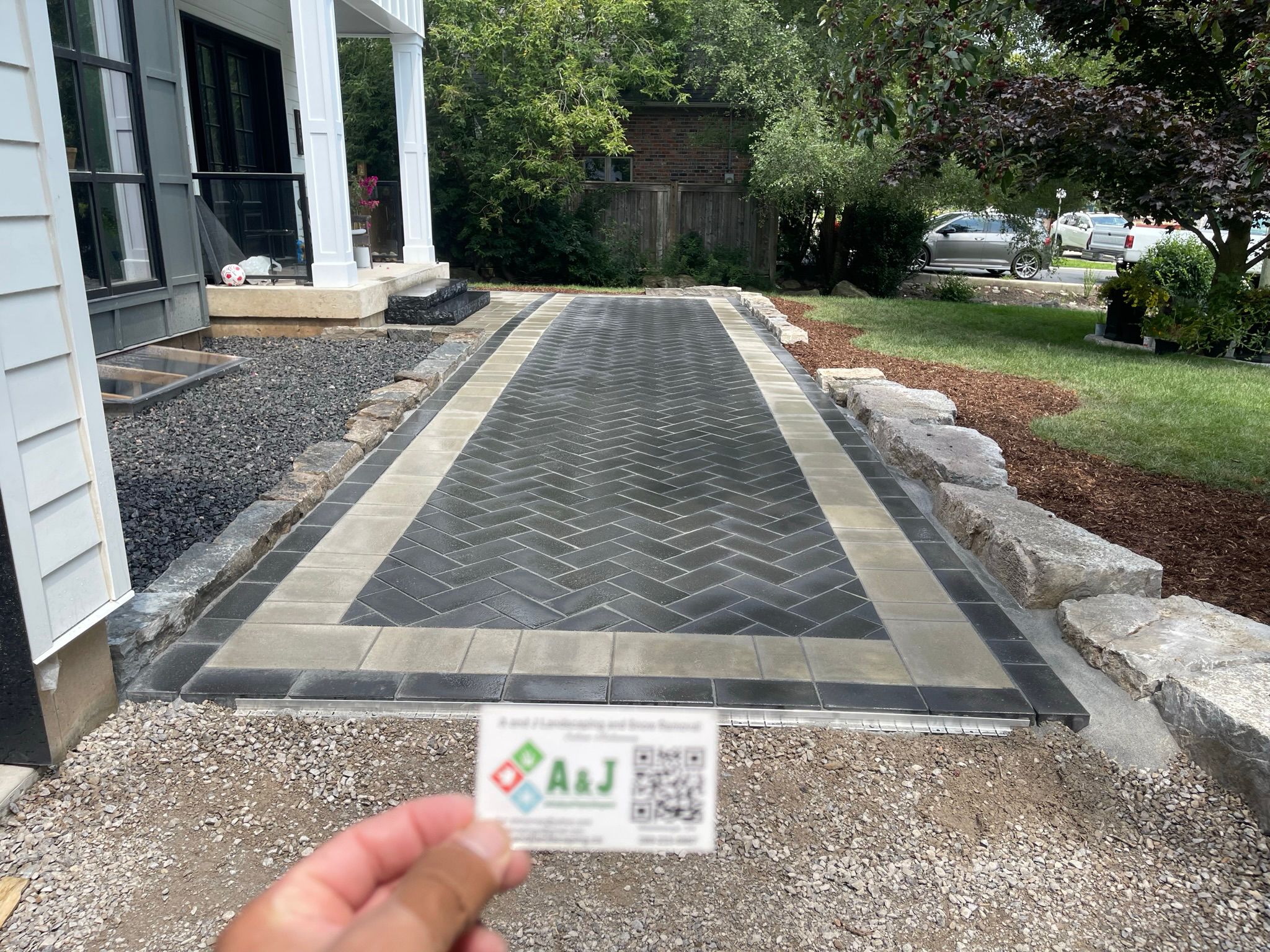 Natural stone walkway