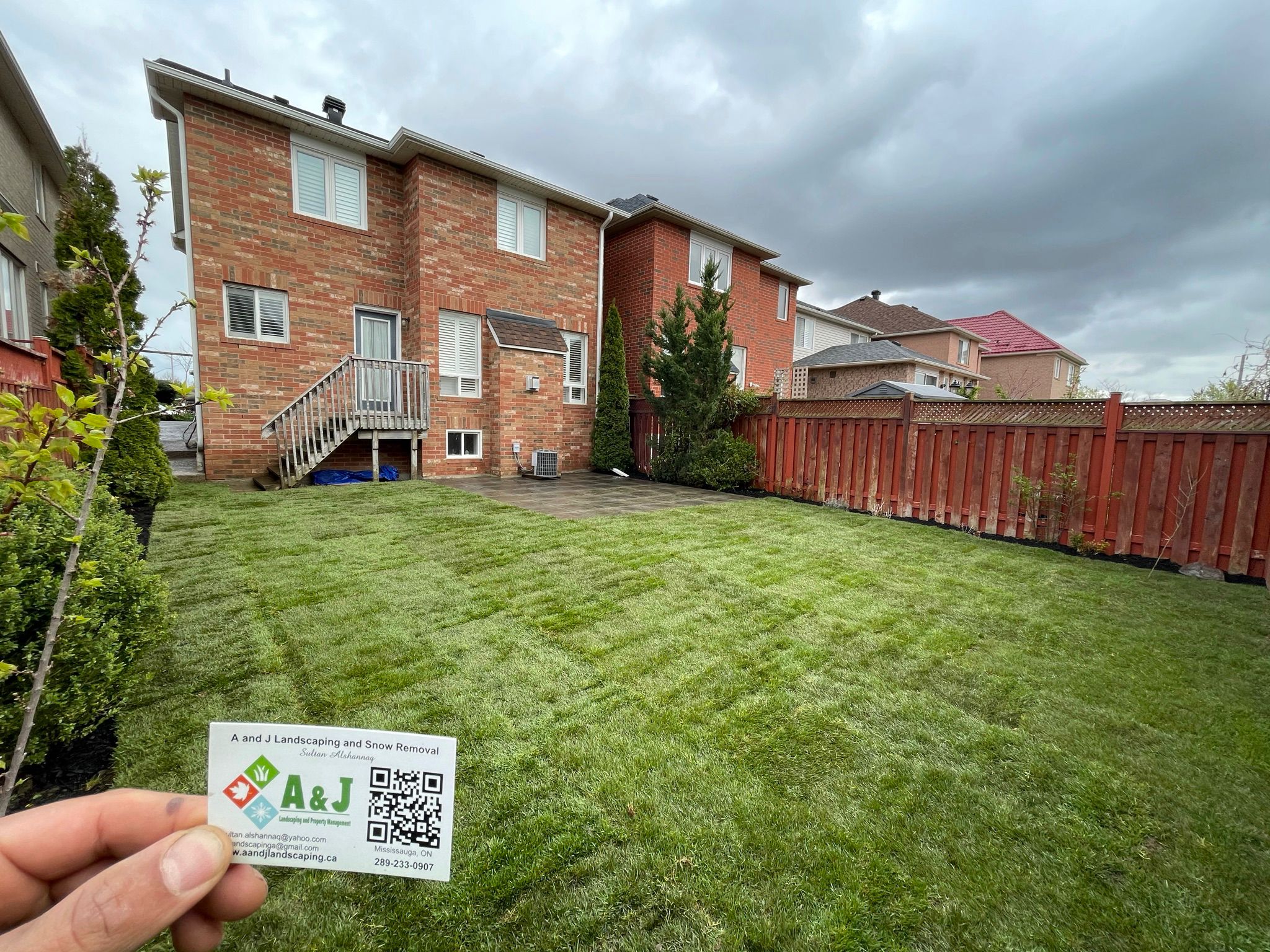 A freshly installed lawn by A&J